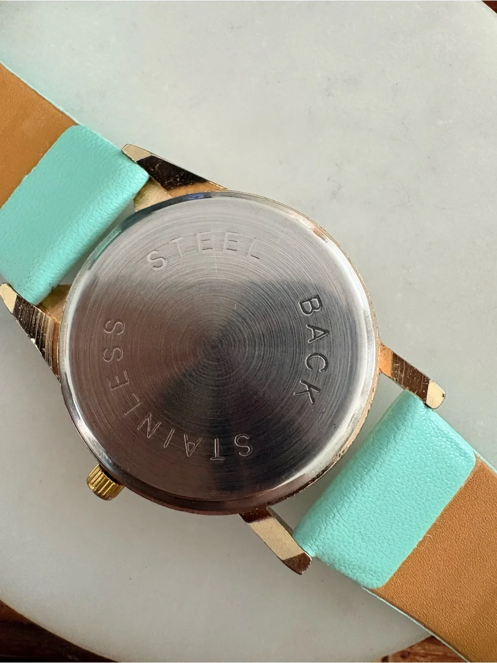 Mint Cat Watch with Gold Accents Needs Battery